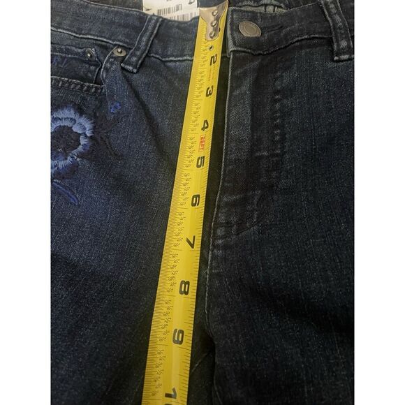 LRL RALPH LAUREN Blue Denim Floral Embroidered Premier Skinny Cropped Jeans NWT - Picture 6 of 8